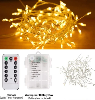 LED Firecracker Víla String Svetlá 100/200leds Medený drôt Vianočné Osvetlenie pre Domáce Svadobné Party Garden Festival Dekorácie