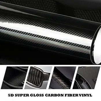 KUNFINE Auto Styling 200 cm*50 cm Lesklý Čierny 5D Uhlíkových Vlákien Vinyl film Car Wrap S Air Free Bubble DIY Auto Tuning Časť Nálepky