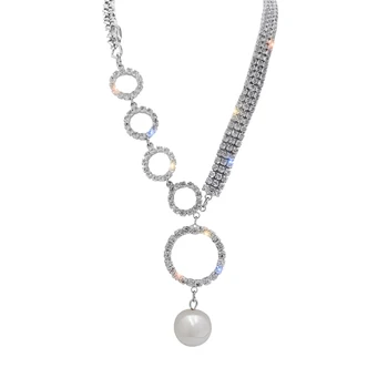 Európske a Americké prehnané crystal reťazca krátky náhrdelník pre ženy Nezvyčajné Perlový Náhrdelník Prívesok halloween Krku reťaze
