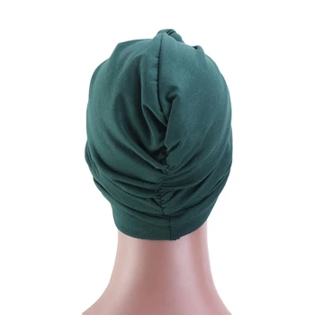 Bavlna twisted moslimských turban spp ženy soild farba headwraps kapoty turban africain femme india klobúk turbante mujer chemoterapii spp