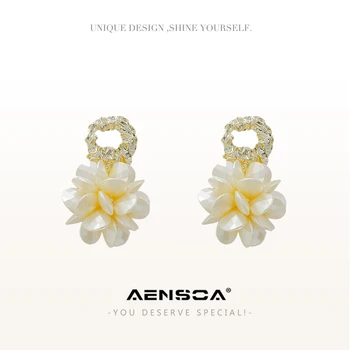 AENSOA Japonsko Kórea Prehnané Kvety Dizajn Akryl Veľký Kvet Loptu Náušnice pre Ženy Elegantné Živice Visiace Náušnice