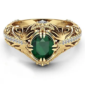 2021 nové luxusné Zelená Zlatá Farba halo Zásnubný Prsteň pre ženy lady výročie darček šperky veľkoobchod Valentína R5072