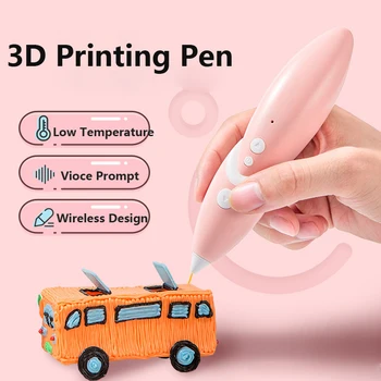 DIY 3D Pero Nízke Teploty, Bezdrôtové 3D Tlač Pero USB Nabíjateľné Hlasových pokynov 3D Kreslenie Perom pre Deti, Vzdelávacie Hračky Dary