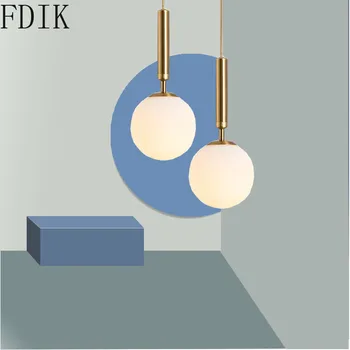 Nordic LED Prívesok Svetlo sklenenú Guľu Závesné Lampy, Obývacej Izby, Spálne, Nočný Bar Jednu Hlavu Zrkadlo Svietidlá Svietidlo Osvetlenie