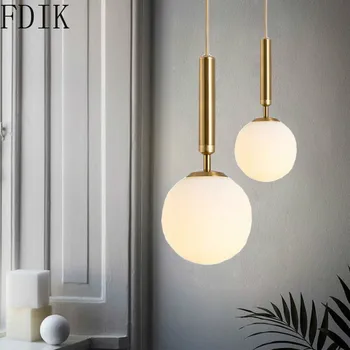 Nordic LED Prívesok Svetlo sklenenú Guľu Závesné Lampy, Obývacej Izby, Spálne, Nočný Bar Jednu Hlavu Zrkadlo Svietidlá Svietidlo Osvetlenie
