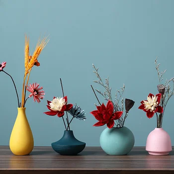 Ceranic Morandi Farba Terárium Kontajner Porcelánová Váza Pripojené Falošné Kvet Americký Stylegolden Váza Dekor Klasickej Živice