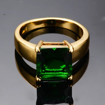Vintage Žena Green Crystal Kamenný Prsteň Žlté Zlato Farba Tenké Svadobné Zásnubné Prstene Pre Ženy Darček Valentín