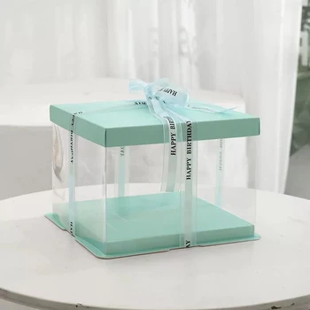 Priehľadné balenie box cake box 6/8/10 palcový birthday cake box DIY Svadobný Dar Box čistá červená single/double layer cake box