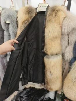 ZDFURS * 2020 nový štýl golden fox kožušiny vesta kvalitných Prírodných fox kožušiny gilet dlho štýle fox kožušinový Kabát Zimná Bunda Ženy