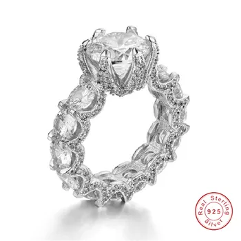 Luxusné 925 Sterling Silver Dračie pazúry Prstene pre Ženy CZ maľba úplné 3ct Simulované Diamond Svadobné Zásnubný Prsteň, Šperky