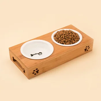 Psa misy vymeniteľné bambusu stojan na keramické misy pes Teddy zlatý retriever ryža misku ryže misy mačka misy dodávky