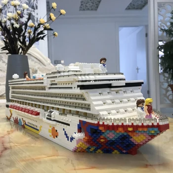 Na Luxusnej Výletnej Lodnej Loď Veľká Loď 3D Model 4950pcs DIY Diamond Mini Budovy Malé Kvádre, Tehly Hračka pre Deti, žiadne Okno