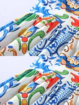 Móda Dráhy Letné Šaty 2020 Nové Žien Luk Špagety Popruh Backless Modré a Biele Porcelánové Kvetinový Tlač Šaty