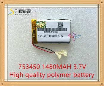 1pcs 3,7 V,1480mAH,[753450] ( polymer lithium ion / Li-ion batéria )pre modely lietadiel,GPS,mp3,mp4,mobilný telefón,reproduktor,bluetooth