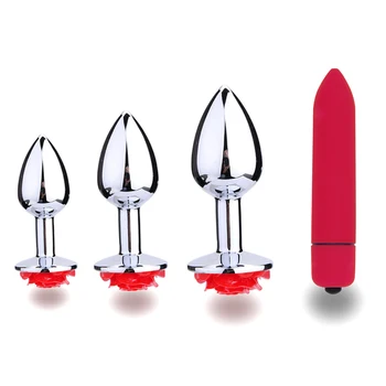 Rose Kovový Zadok Zástrčky Análny Zástrčky Dildo Stimulácia Klitorisu Vibrátory Erotický Sex Produkty Sexuálne Hračky Pre Mužov, Ženy Intímne Tovaru
