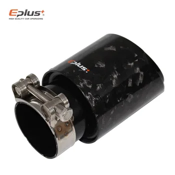 EPLUS Auto Lesklý Scatter Vzor Carbon Fiber Šál Tip Výfukových Potrubí Šatiek Nástavec Univerzálny Rovno z Nehrdzavejúcej BK
