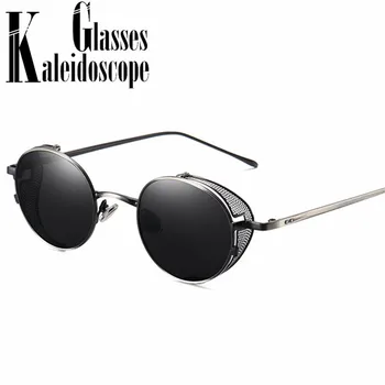 Malé Okrúhle slnečné Okuliare Ženy, Luxusné Steampunk Slnečné Okuliare pre Mužov Vintage Transparentné Objektív Anti-modré svetlo Okuliare Dámy UV400
