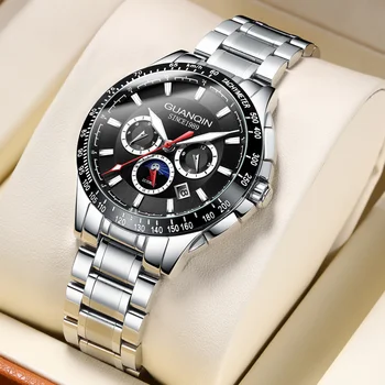 Guanqin hodinky Automatické Športu Podnikania Náramkové hodinky Vodotesné Mechanické Hodinky Muž Hodiny Fashion Week Dátum reloj hombre