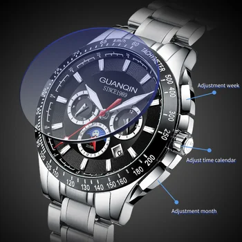 Guanqin hodinky Automatické Športu Podnikania Náramkové hodinky Vodotesné Mechanické Hodinky Muž Hodiny Fashion Week Dátum reloj hombre