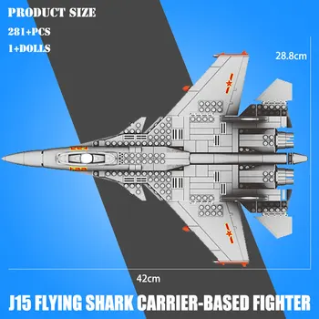 BZDA Vojenskú Techniku, Lietadlo J15 Lietajúci Žralok Dopravca-založený Bojovník Stavebné Bloky, Mini Model Stíhacieho Lietadla Hračky Tehál