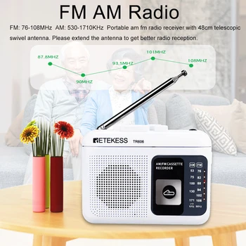 Retekess TR606 Kazeta Prehrávania Rádio FM/AM Prenosné Rádio Hlasový Záznamník Podporu Vstavaný/Externý Mikrofón Nahrávanie