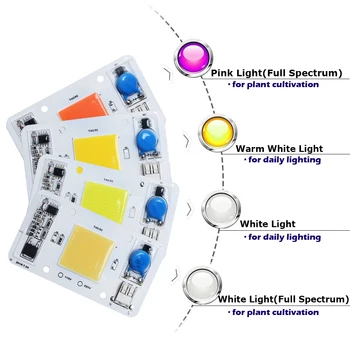 COB LED Svetlo Čip 220V 110V 50W Solderless pre Svetlomet Fito Smart IC SMD LED Čip celé Spektrum Izbové Rastliny Rastú Svetlá