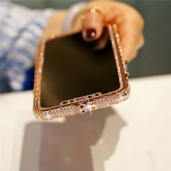 Kovový Nárazník puzdro pre iPhone 6 7 8 Plus 11 Pro X XS XR XS MAX 12 Pro Max 12 Mini Prípade Luxury Diamond Bling Funda Coque