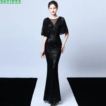 2020 Vestidos Mujer Ukrajina Nový Sequin Banquet Elegantné Temperament Výročná Schôdza Hosť Model Strany Sexy Šaty Dlhé Fishtail