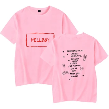 Vysoká quanlity Lil Peep HELLBOY Roztomilý Kpop T-Shirt Tlač Voľný čas Krátky Rukáv t shirt Bavlny O-krku Pohodlné Chlapec Dievča tričko