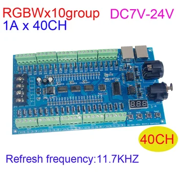 LED Dekodér DC7V-24V RGBW 40CH DMX512 10 Skupina 16bit 11.7 KHZ frekvencia Obnovovania 1Ax40 kanál RGBW LED Controller stmievač