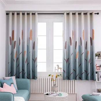 Zatmenie Modrá Fialová závesy obývacia izba, spálňa Reed priechodka top krátke záclonové windows liečba