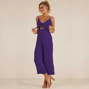 Sexy Špagety Popruh tvaru Backless Ženy Jumpsuit 2018 Lete Nové Voľné Šifón Členok-Dĺžka Nohavice Ružové Dámske Remienky