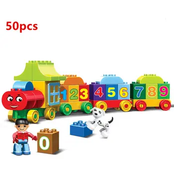 50pcs Veľké častice Čísla Vlaku Stavebné Bloky pre deti, Vzdelávacie hračky Kompatibilný S duploINGlys