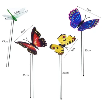 20 Kusov Záhrada Motýľov Vkladu A 4 Kusy Vážky Vkladov Záhradné Ozdoby Na Dvore, Terasa, Dekorácie, Celkom 2
