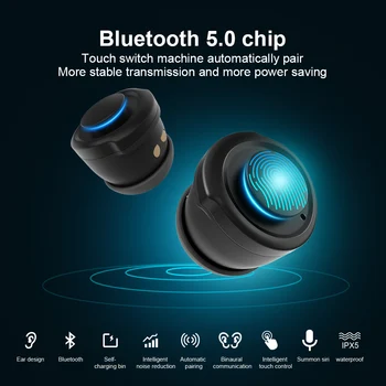 Bezdrôtové Slúchadlá Bezdrôtové Bluetooth Slúchadlá Bluetooth 5.0 Vodotesný IP67 Šport Smart Hodinky, Náramok Fitness Náramok 2 v 1