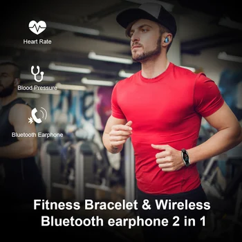 Bezdrôtové Slúchadlá Bezdrôtové Bluetooth Slúchadlá Bluetooth 5.0 Vodotesný IP67 Šport Smart Hodinky, Náramok Fitness Náramok 2 v 1