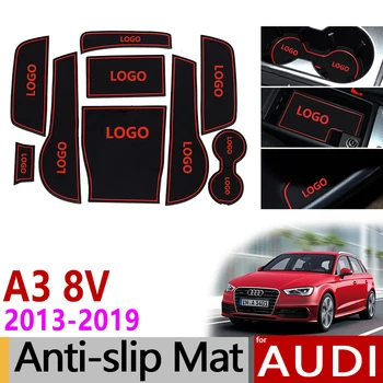 Anti-Slip Brány Slot Mat Gumy Dráha pre Audi A3 8V 2013 2016 2017 2018 2019 S3 RS3 RS 3 S Line Príslušenstvo Nálepky