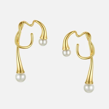 UILZ 1 Pár Nepravidelný Bez Piercing Šperkov pre Ženy Ucho Klip Zlatý Kov Módne Pearl Náušnice UE2657