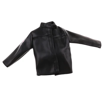 1:6 Čierne PU Kožené Sako Kabát Oblečenie pre 12 palcový Muž Akcie Obrázok Hračky