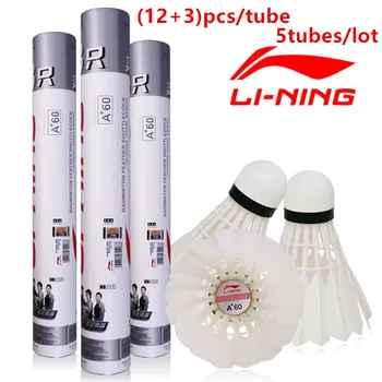 15pcs/tube 5tubes Podšívka Badminton vysokú A+60 Husacie Pierko Letí Stability Odolné Birdies Li-Ning Battledore L658-5K02