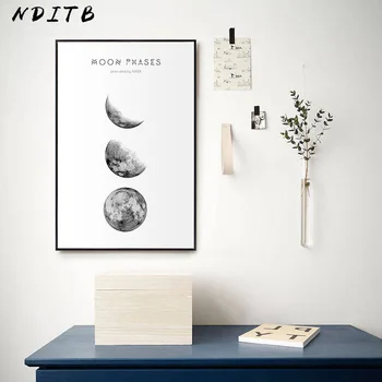 Fázy mesiaca Plátno Plagáty a Vytlačí Minimalistický Luna Stenu Umenie Abstraktné Maľby Nordic Dekorácie, Obrázky Moderného Domova