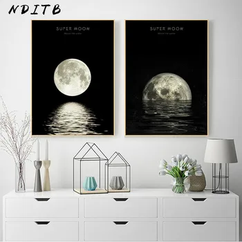 Fázy mesiaca Plátno Plagáty a Vytlačí Minimalistický Luna Stenu Umenie Abstraktné Maľby Nordic Dekorácie, Obrázky Moderného Domova