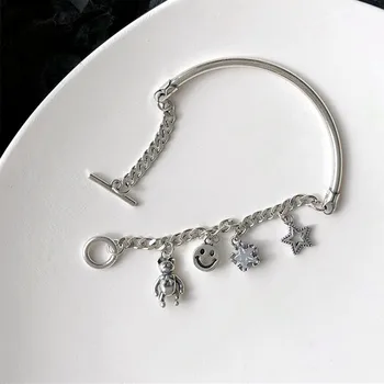 Móda Kórejský Dizajn 925 Sterling Silver Vintage Srdce/Zvon/Star Charms Náramky Pre Ženy 2020