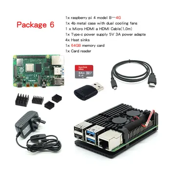 Pôvodné Raspberry Pi 4 2 GB 4 gb RAM + caja de aluminio 3A adaptador de fuente de alimentación Micro Kábel para raspberry Pi