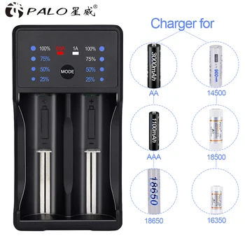 PALO USB Inteligentné Nabíjačky pre 1.2 V Ni-Mh AA AAA batérie 18650 26650 14500 3,7 V Li-ion Nabíjateľná batéria Power Bank poplatok