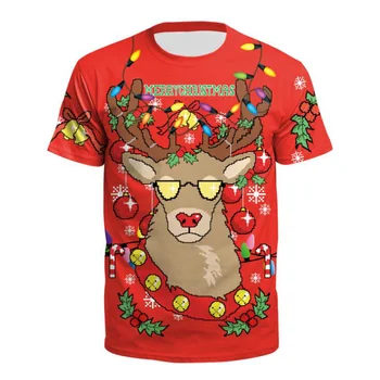 Vianočné Jeleň Dizajn Zábavné Tričko Ženy Muži Roztomilé Zviera 3D Tlač T-Shirt Harajuku Cartoon Tee Košele Značky Topy Camiseta Hombre