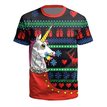 Vianočné Jeleň Dizajn Zábavné Tričko Ženy Muži Roztomilé Zviera 3D Tlač T-Shirt Harajuku Cartoon Tee Košele Značky Topy Camiseta Hombre