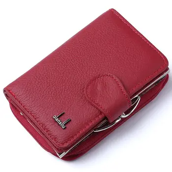 Qian Xi Lu dámske peňaženky Cortex zips a hasp peňaženky (Červená)12.5*8.5*4cm