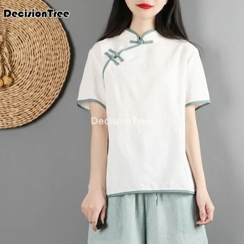 2021 tradičné dámske tričká, blúzky, qipao topy čínsky štýl, blúzky, tradičné čínske oblečenie pre ženy cheongsam, blúzky