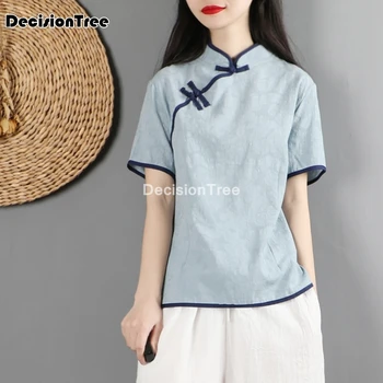 2021 tradičné dámske tričká, blúzky, qipao topy čínsky štýl, blúzky, tradičné čínske oblečenie pre ženy cheongsam, blúzky
